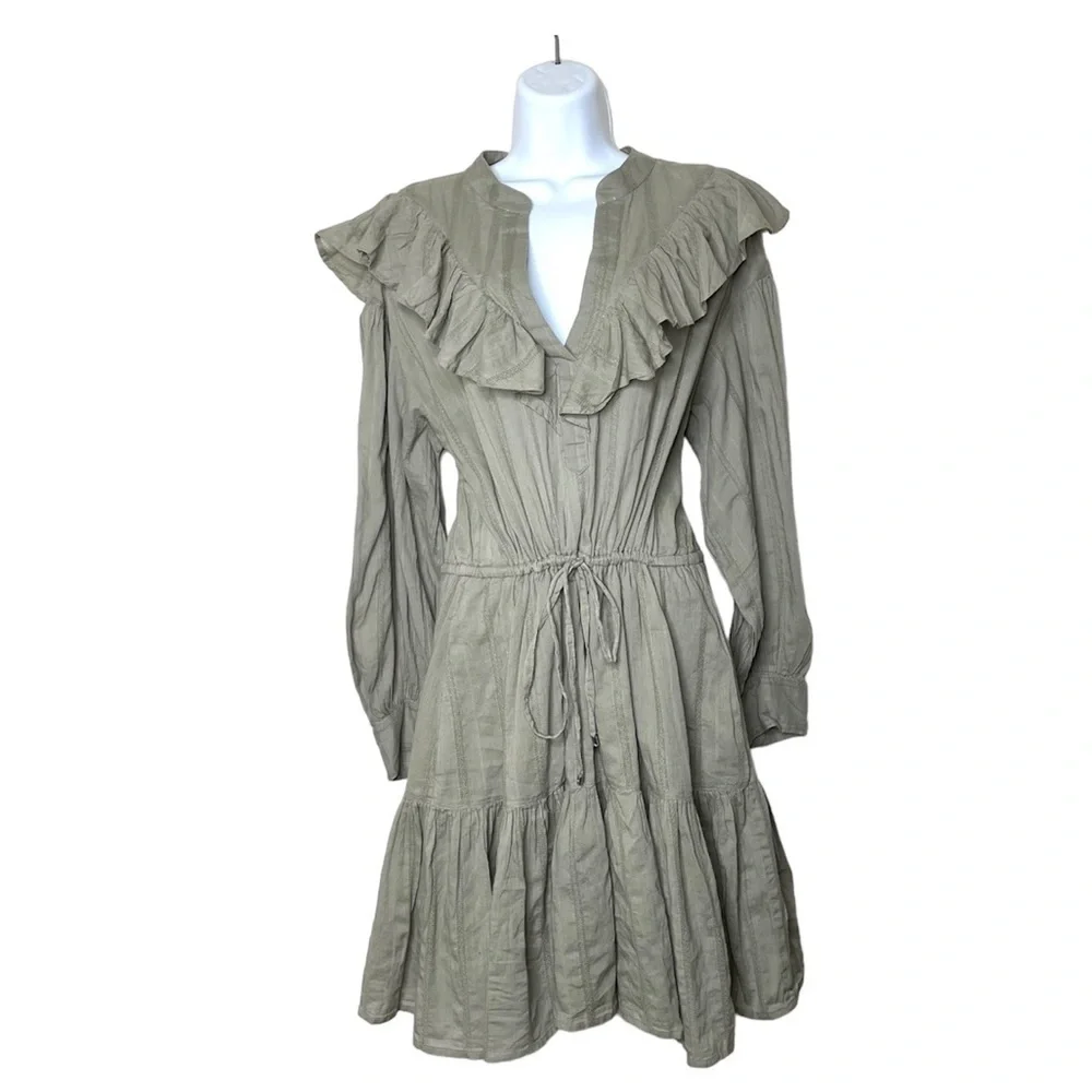 LAUREN Ralph Lauren Black Label Ruffled Tiered‎ Dress Sage